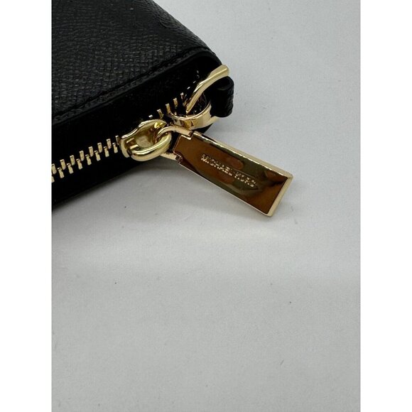 MICHAEL KORS Jet Set zip around continental leather large wallet wristlet -BLACK - Picture 7 of 9